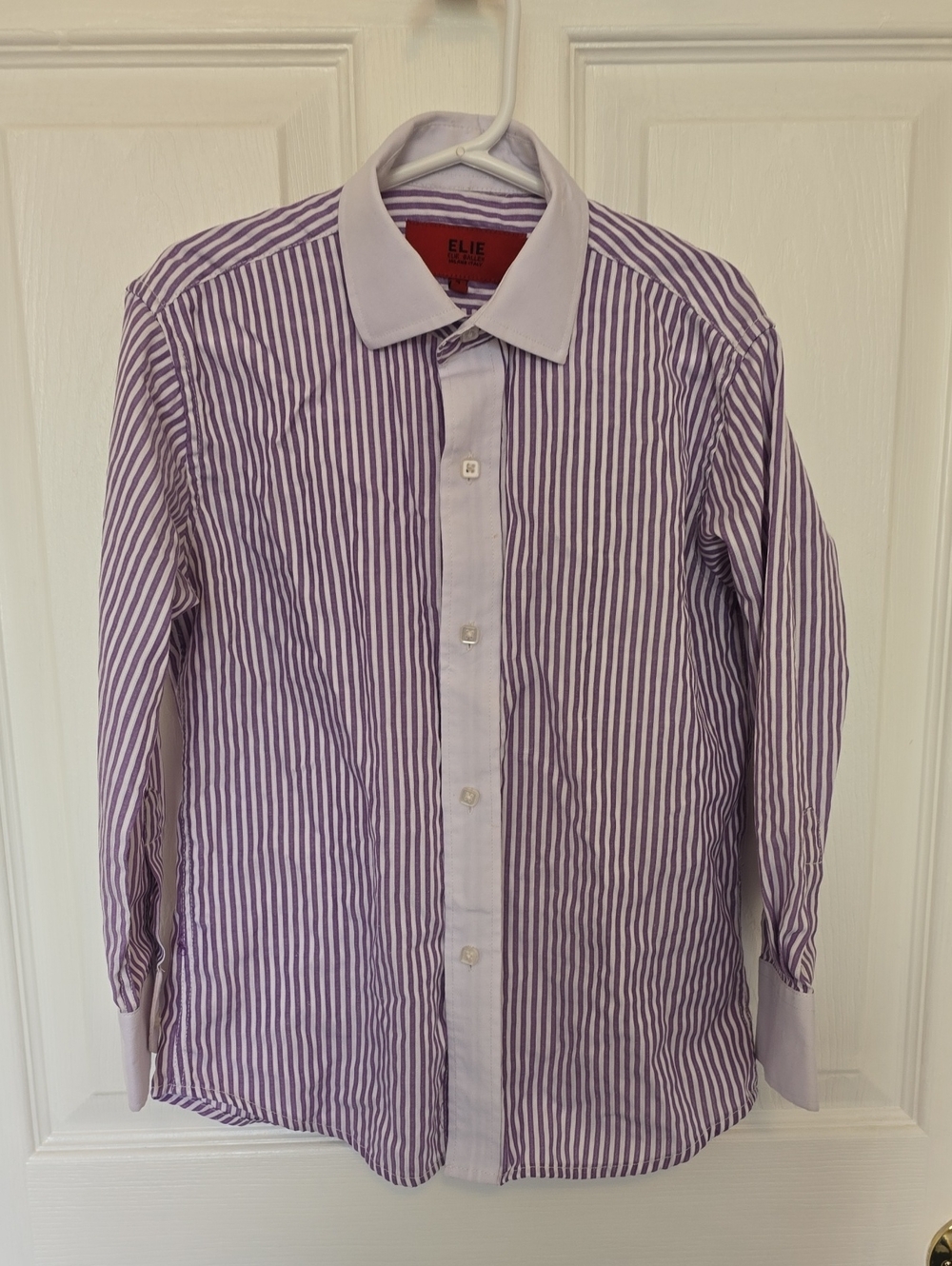 Elie Tahari Lilac & White Striped Button-Down Shirt